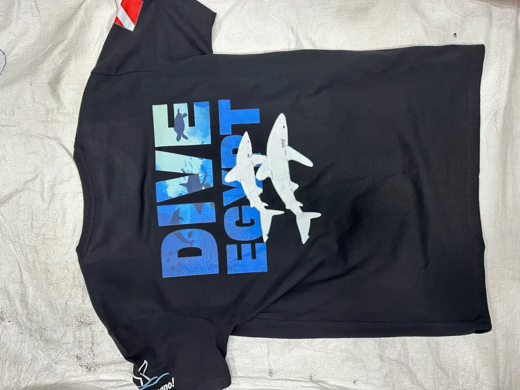 Black t-shirt with full-colour Dive Egypt print for Orca