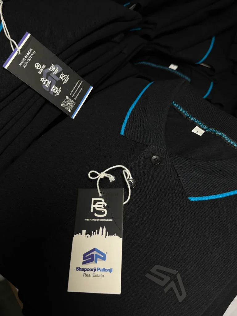 Shapoorji Pallonji corporate polo with co-branded hang tag