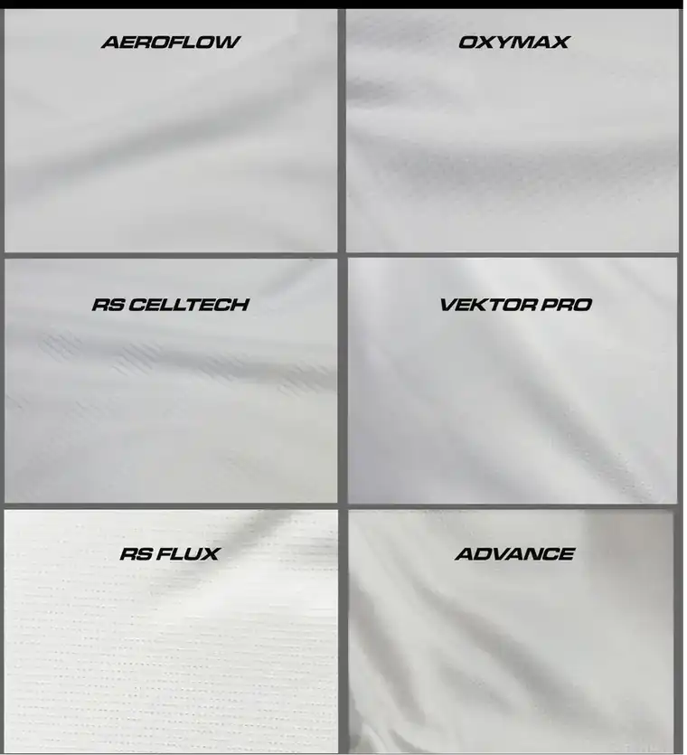 The Randoms Studios 2026 jersey fabric range: Aeroflow, Oxymax, RS Celltech, Vektor Pro, RS Flux and Advance